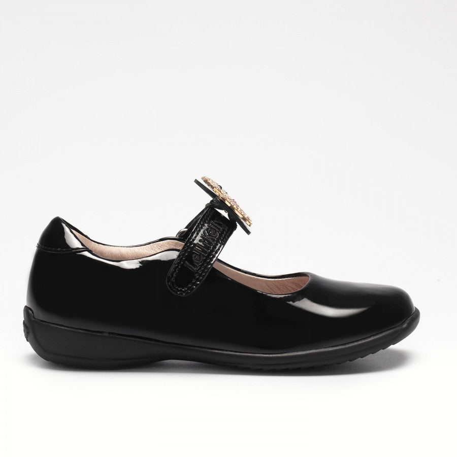 Lelli Kelly LK8217 BLACK Patent Poppy Puppy trim Bar Shoe