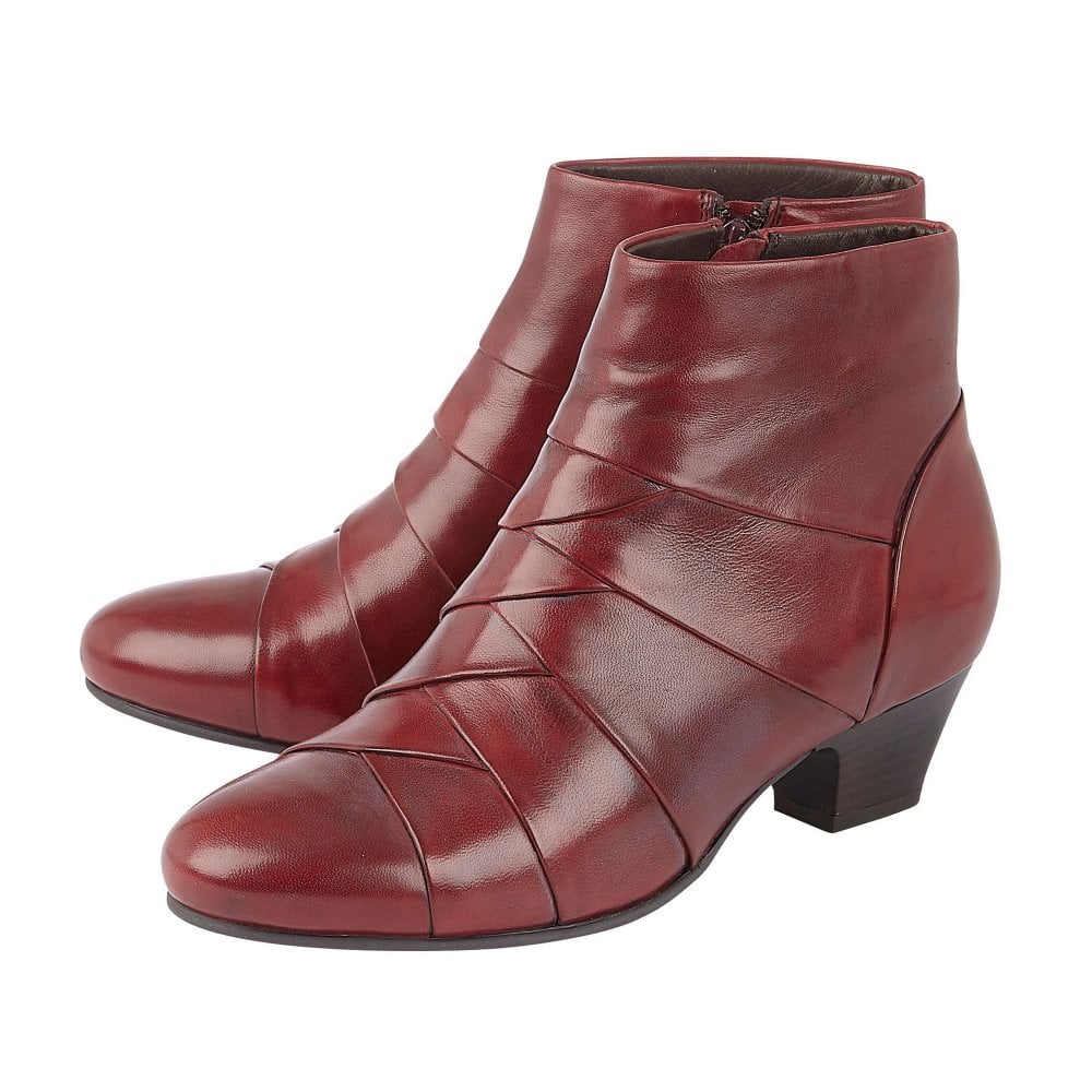 Lotus Ankle Boot Tara Red Leather with Zip
