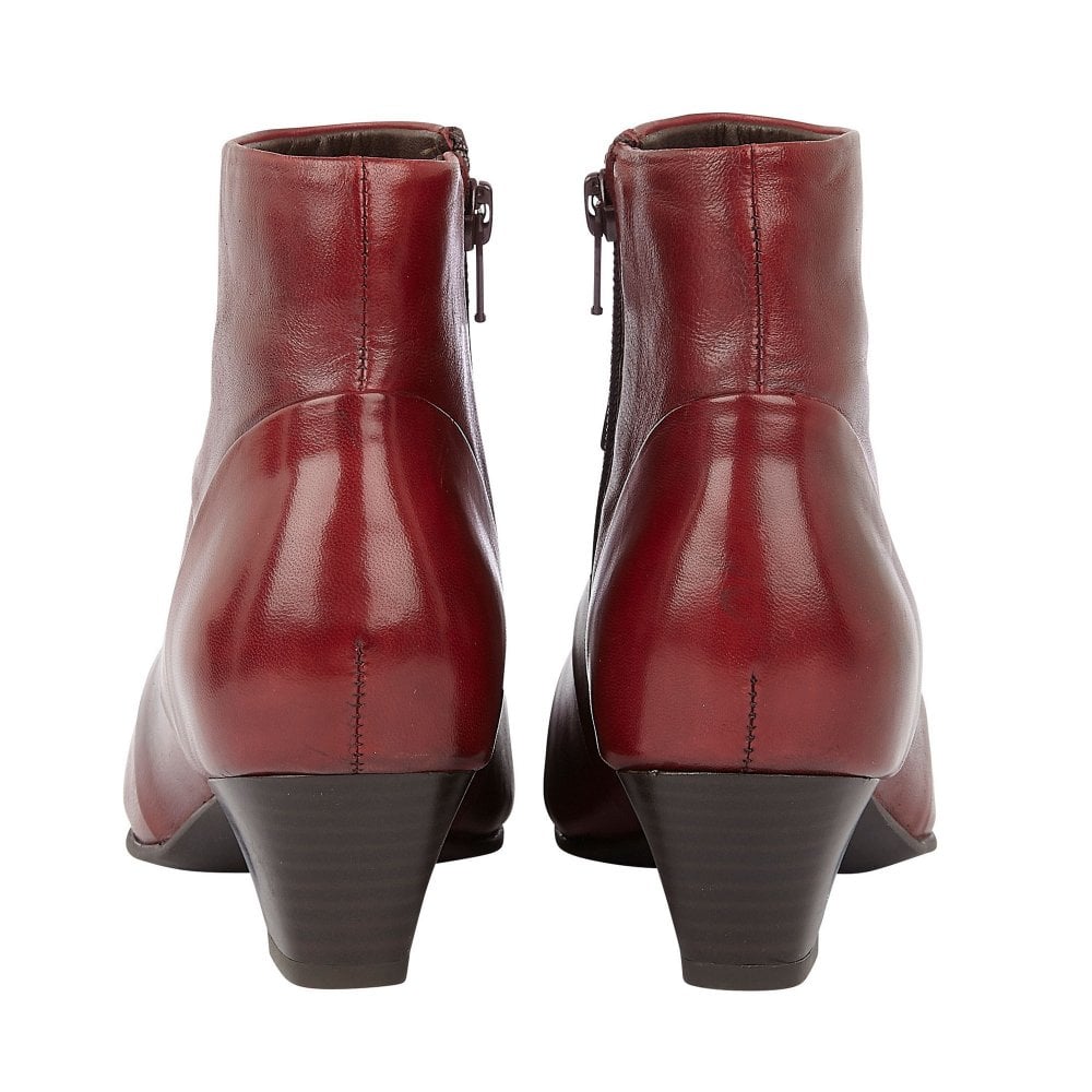 Lotus Ankle Boot Tara Red Leather with Zip