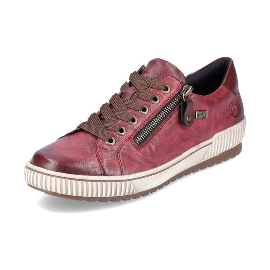 Remonte Shoe RED D0700-35 Red Leather Trainer with Zip
