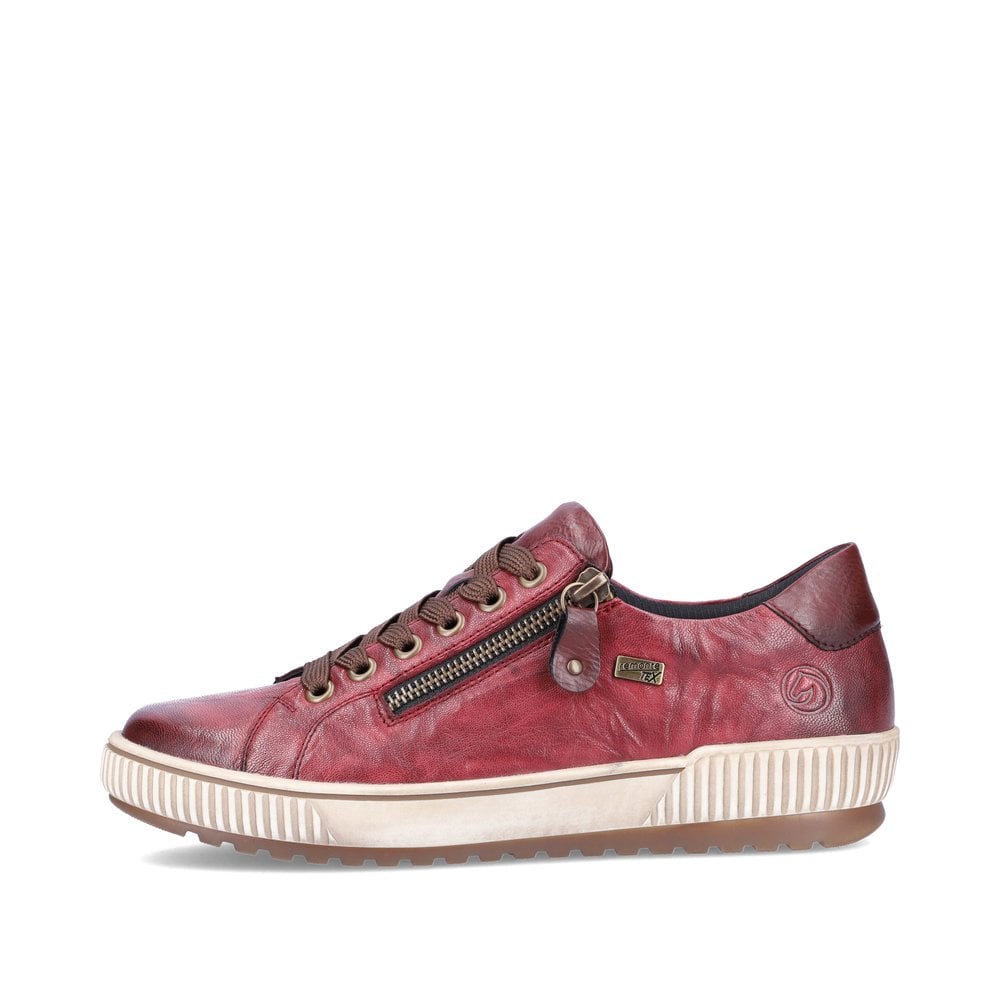 Remonte Shoe RED D0700-35 Red Leather Trainer with Zip