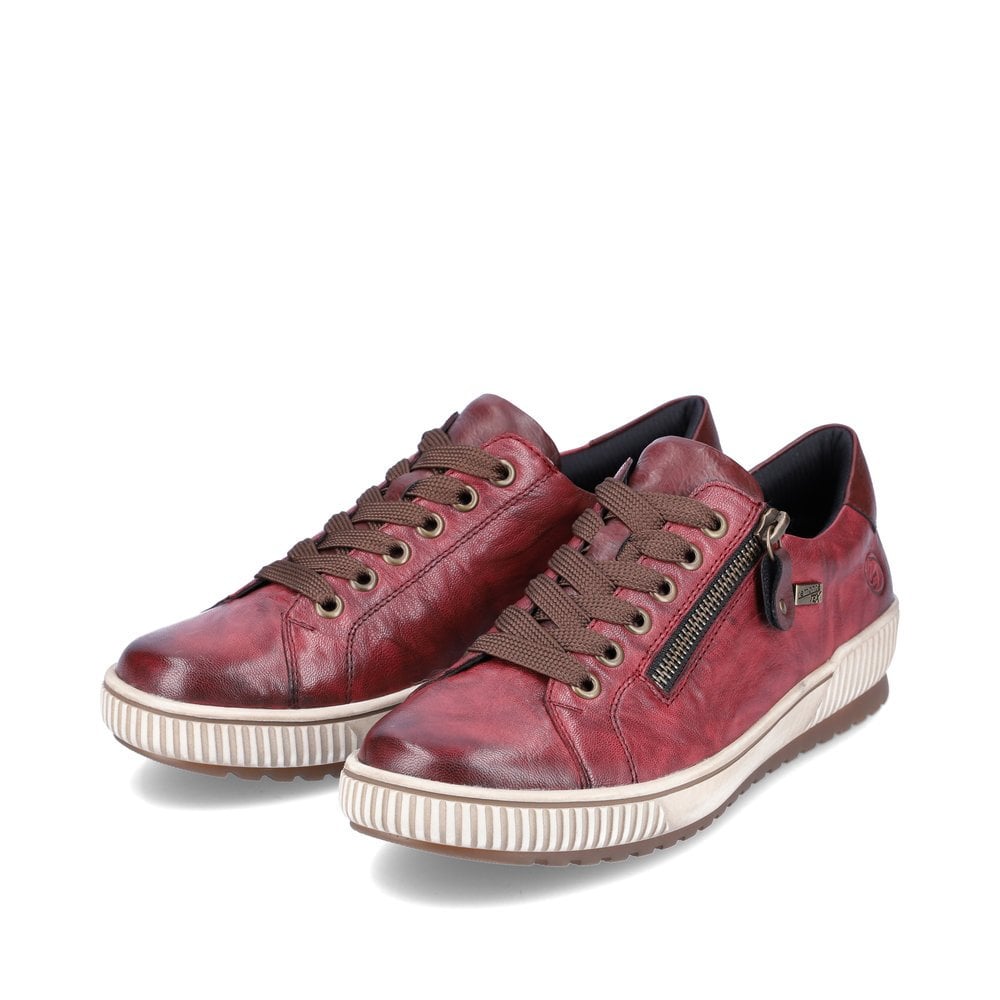 Remonte Shoe RED D0700-35 Red Leather Trainer with Zip