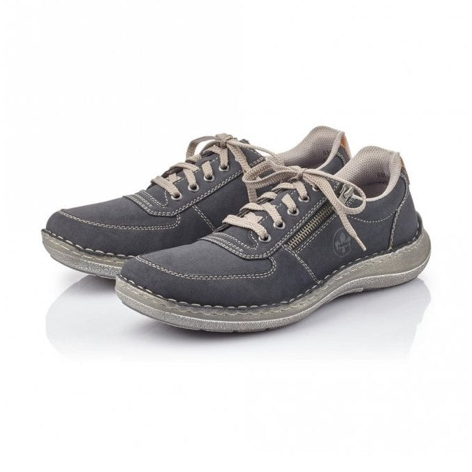 Rieker Men's Casual Shoe with Lace and Zip 03030-14 NAVY