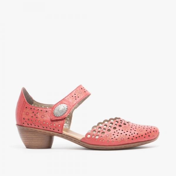 Rieker Bar Shoe 43753-33 Red Leather