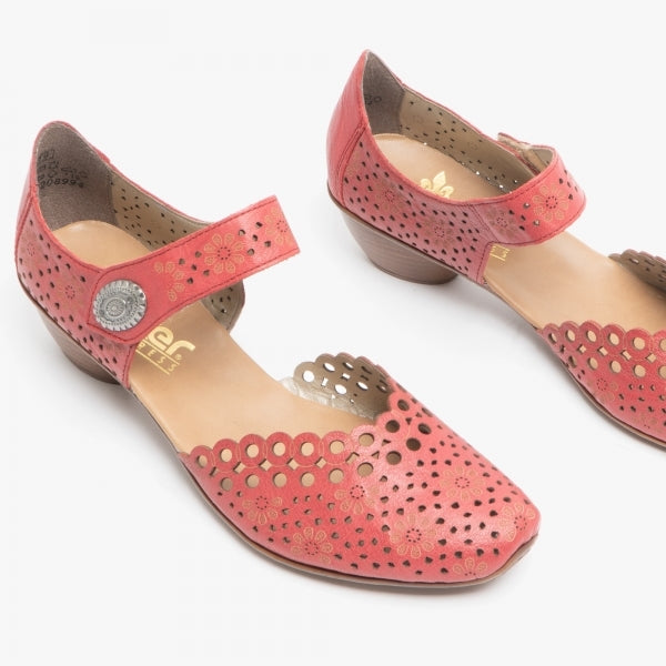 Rieker Bar Shoe 43753-33 Red Leather