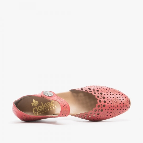 Rieker Bar Shoe 43753-33 Red Leather