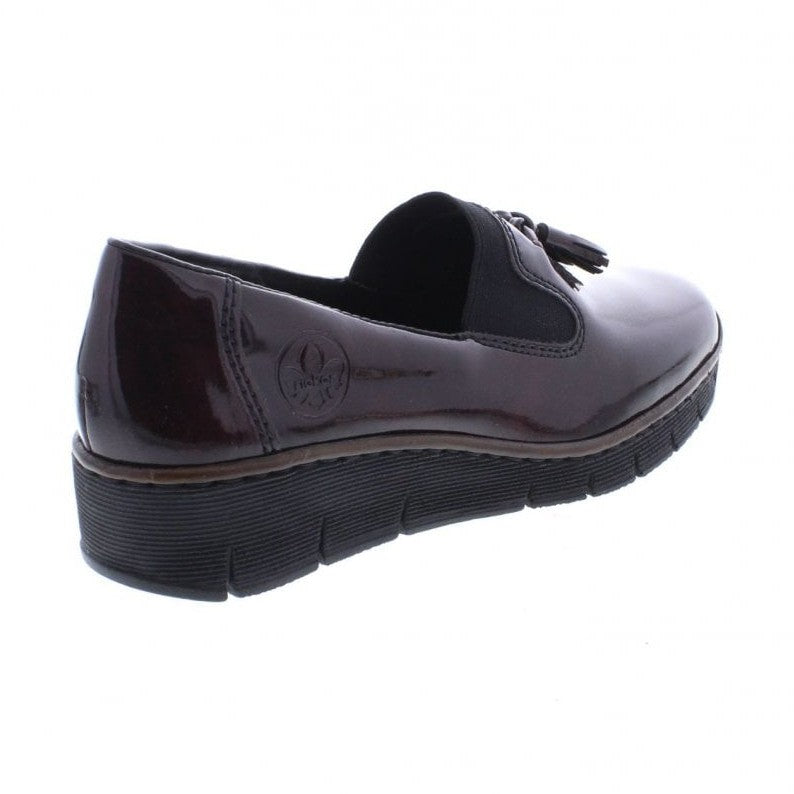 Rieker Ladies Classic Loafer Slip-on Shoe BURGUNDY 53751-35