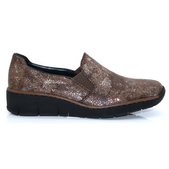 Rieker Slip on Shoe 53766-24 BROWN Print