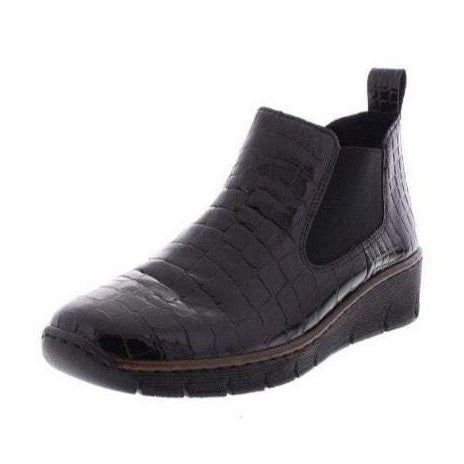 Rieker Leather Ankle Boot Black Patent 53794-01