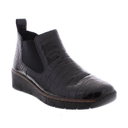 Rieker Leather Ankle Boot Black Patent 53794-01