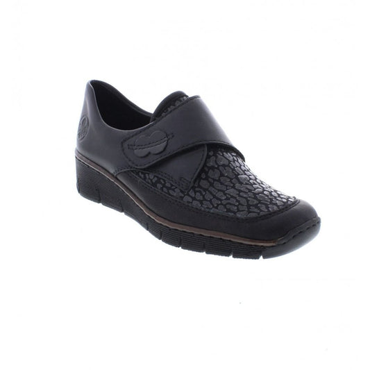 Rieker SHOE BLACK Leather With TOUCH FASTENING 537C0-00