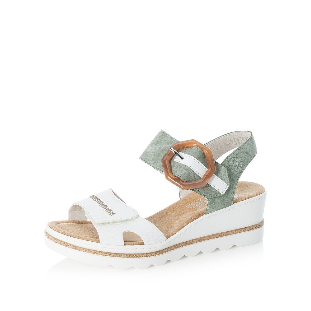 Rieker Wedge Sandal 67476-81 WHITE/Green