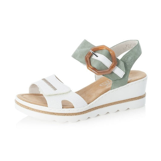 Rieker Wedge Sandal 67476-81 WHITE/Green