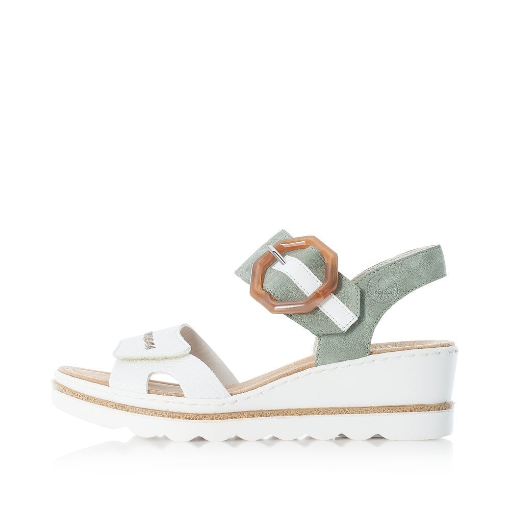 Rieker Wedge Sandal 67476-81 WHITE/Green