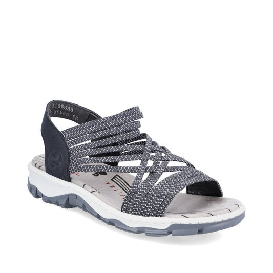 Rieker Sandal 68888-14 NAVY/WHITE with elasticated straps