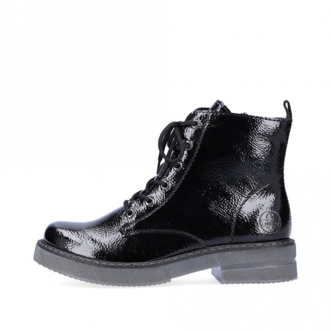 Rieker Ankle Boot 72010-00 BLACK PAT Lace up Boot