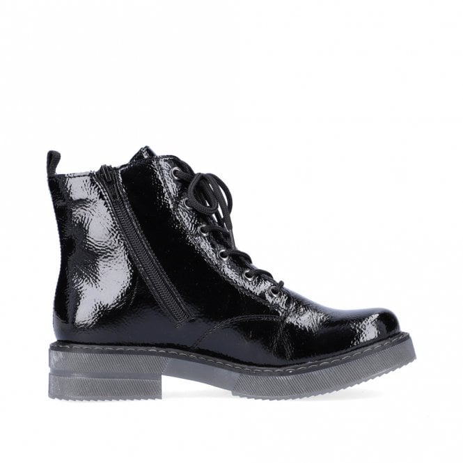 Rieker Ankle Boot 72010-00 BLACK PAT Lace up Boot