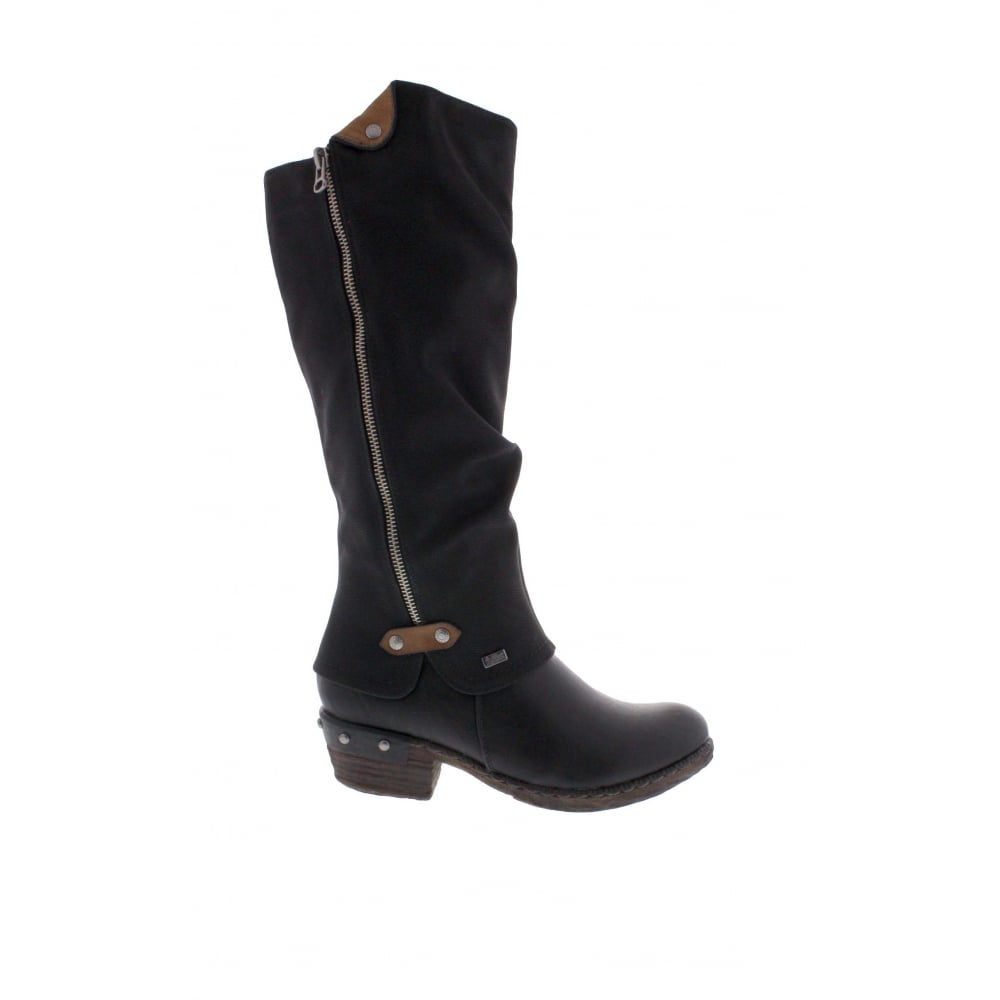 RIEKER Long Boot with Zip 93655-00 Black