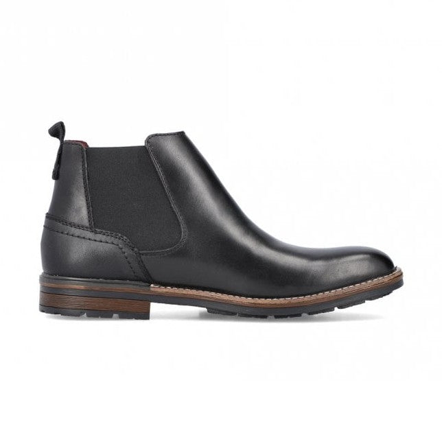 Rieker Men's BLACK Leather Boot 1360-00