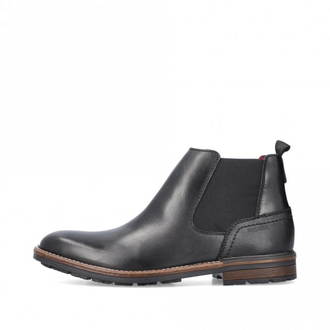Rieker Men's BLACK Leather Boot 1360-00