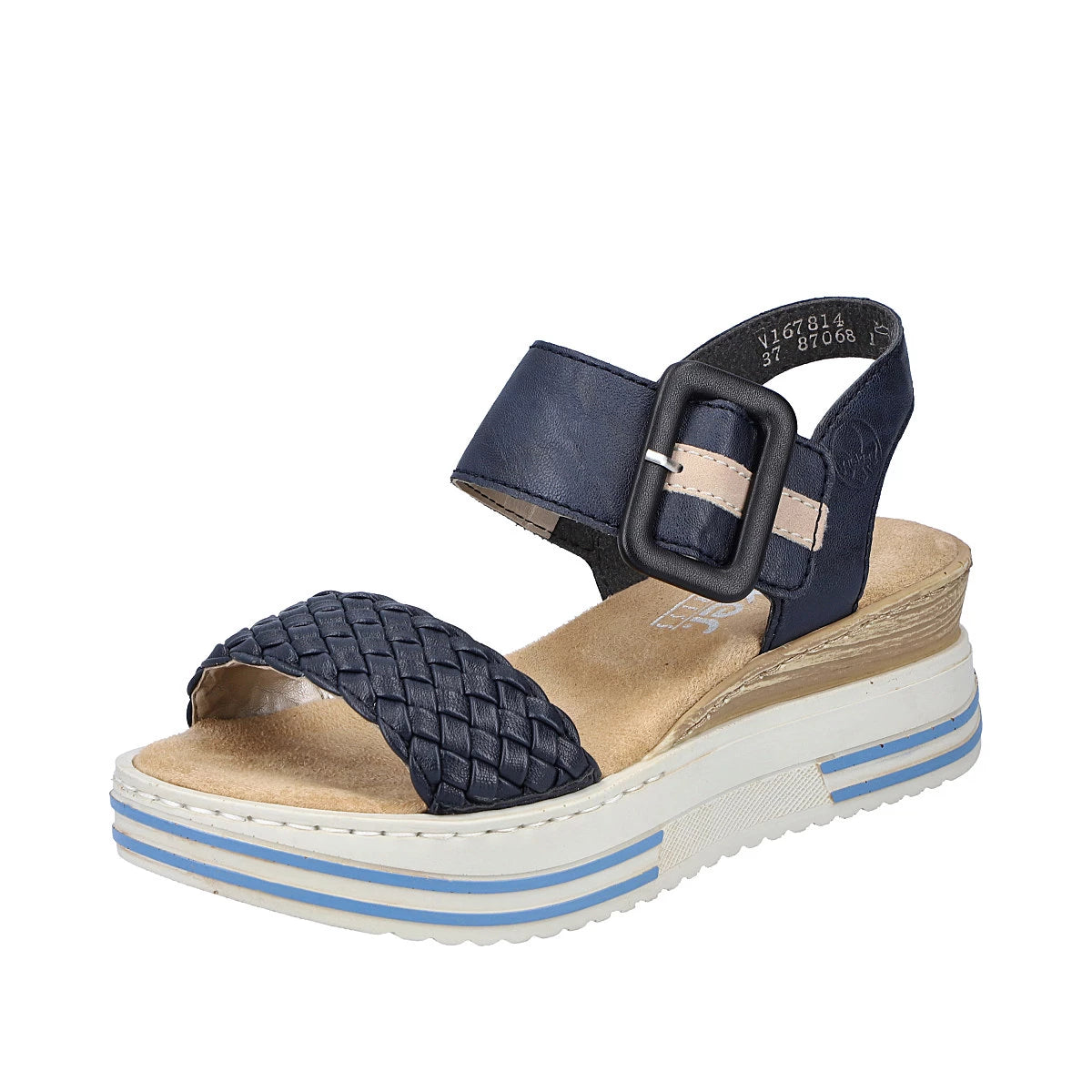 Rieker navy 2025 wedge sandals