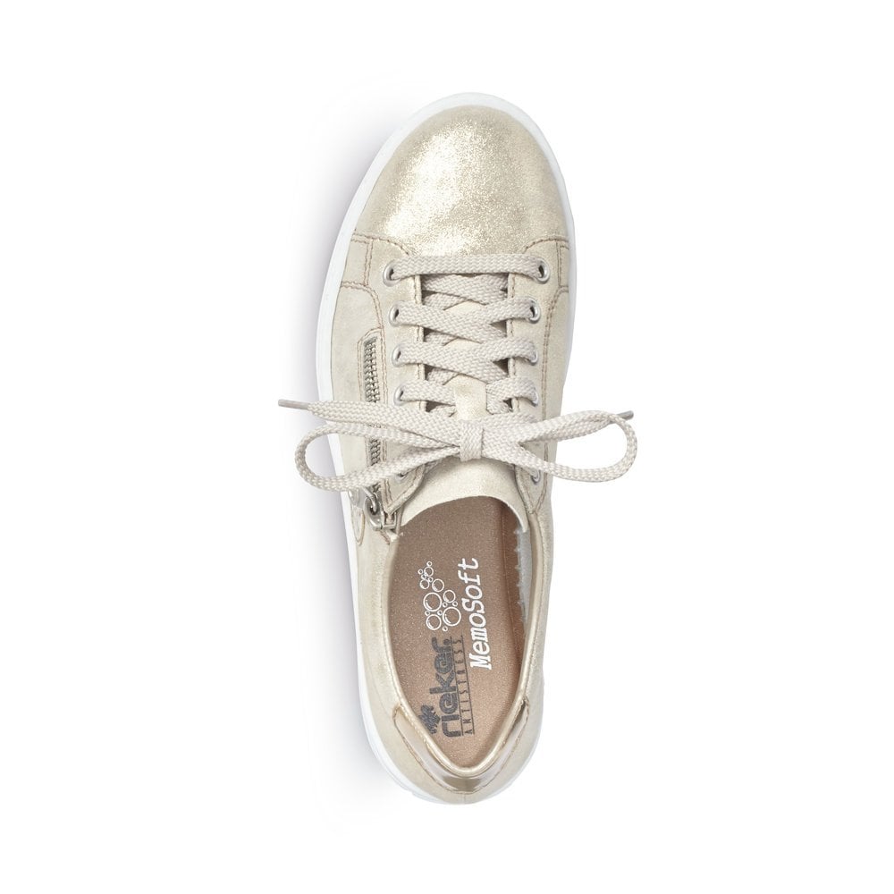 Rieker L59L8-62 NUDE Suede Traiber with Zip for Easy on and off.