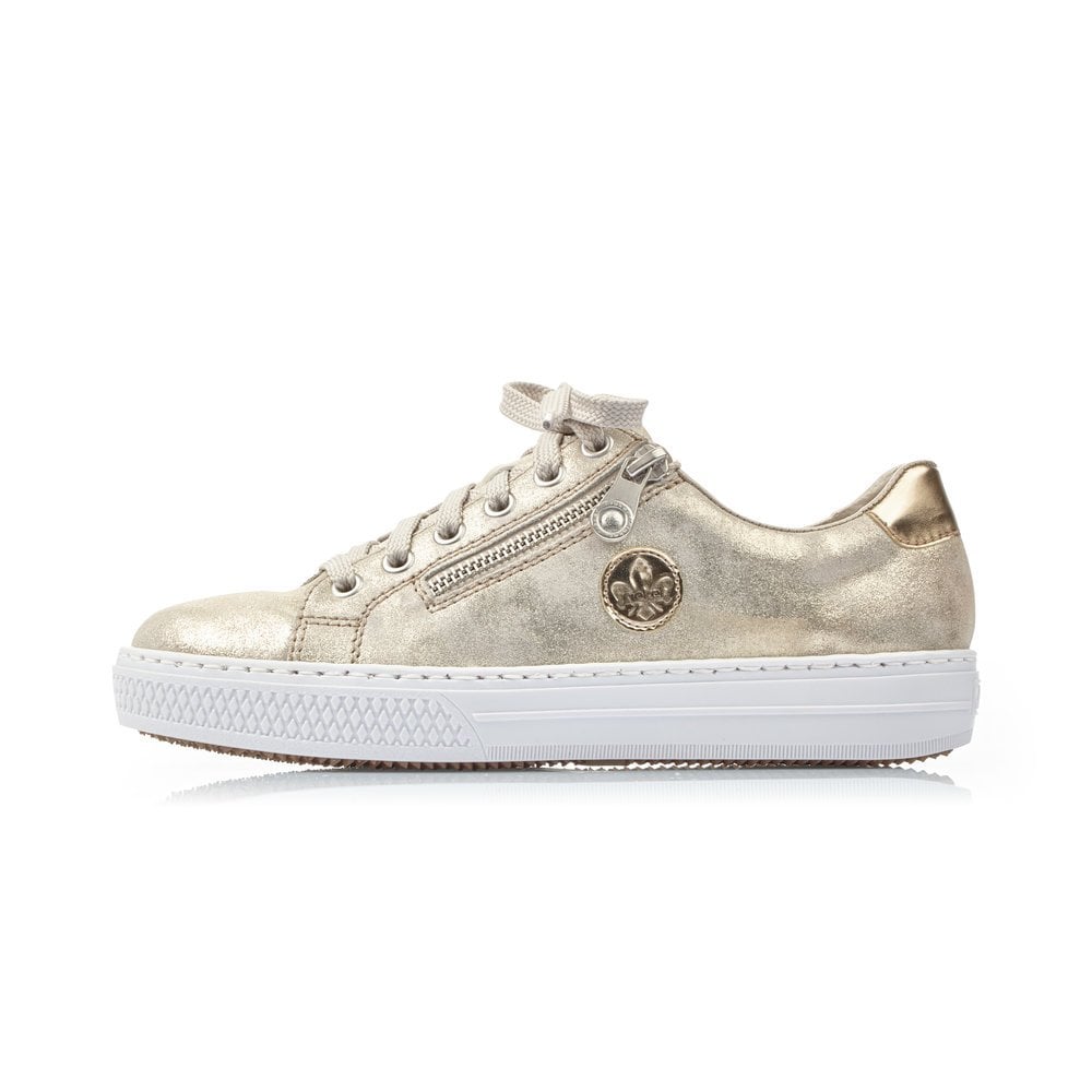 Rieker L59L8-62 NUDE Suede Traiber with Zip for Easy on and off.