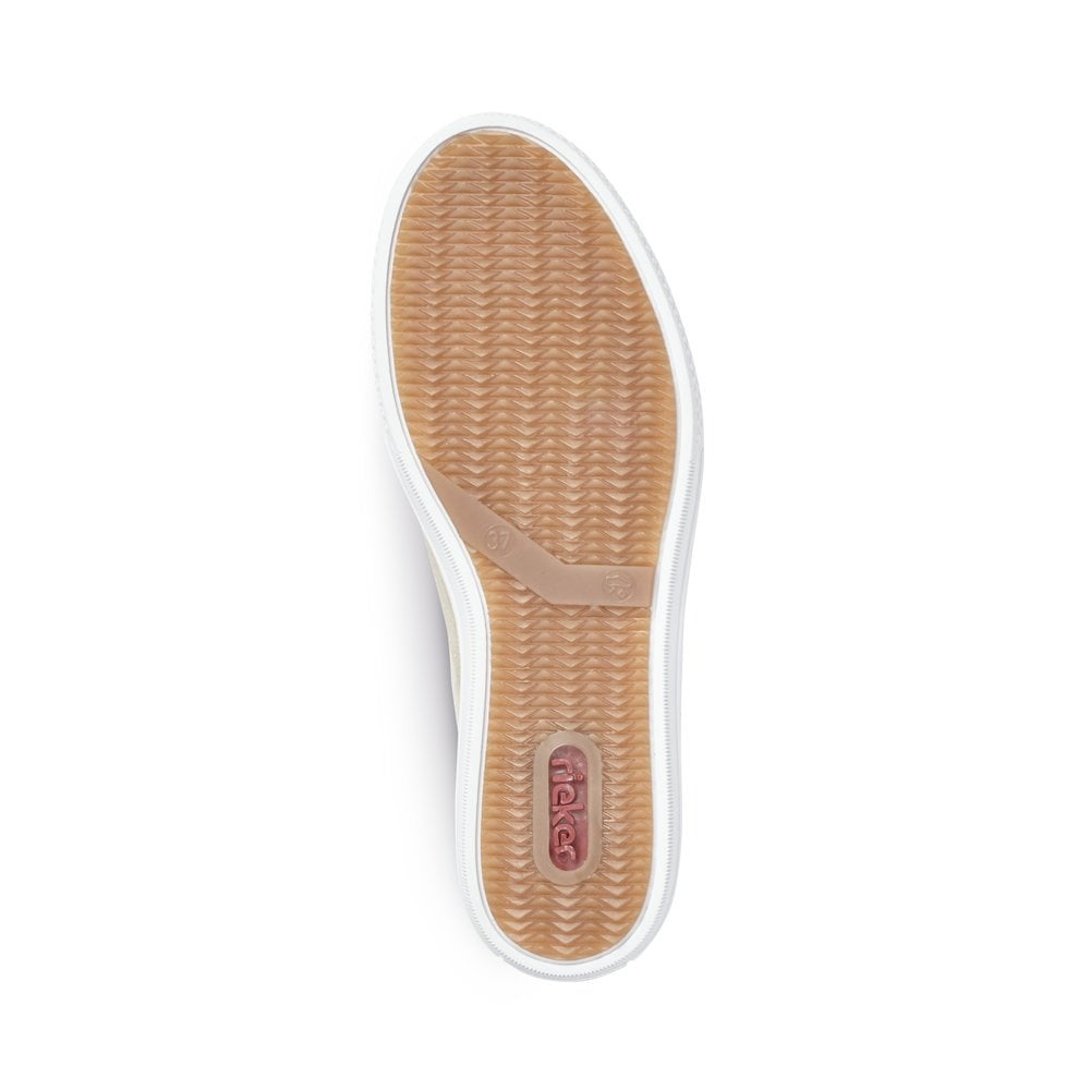 Rieker L59L8-62 NUDE Suede Traiber with Zip for Easy on and off.