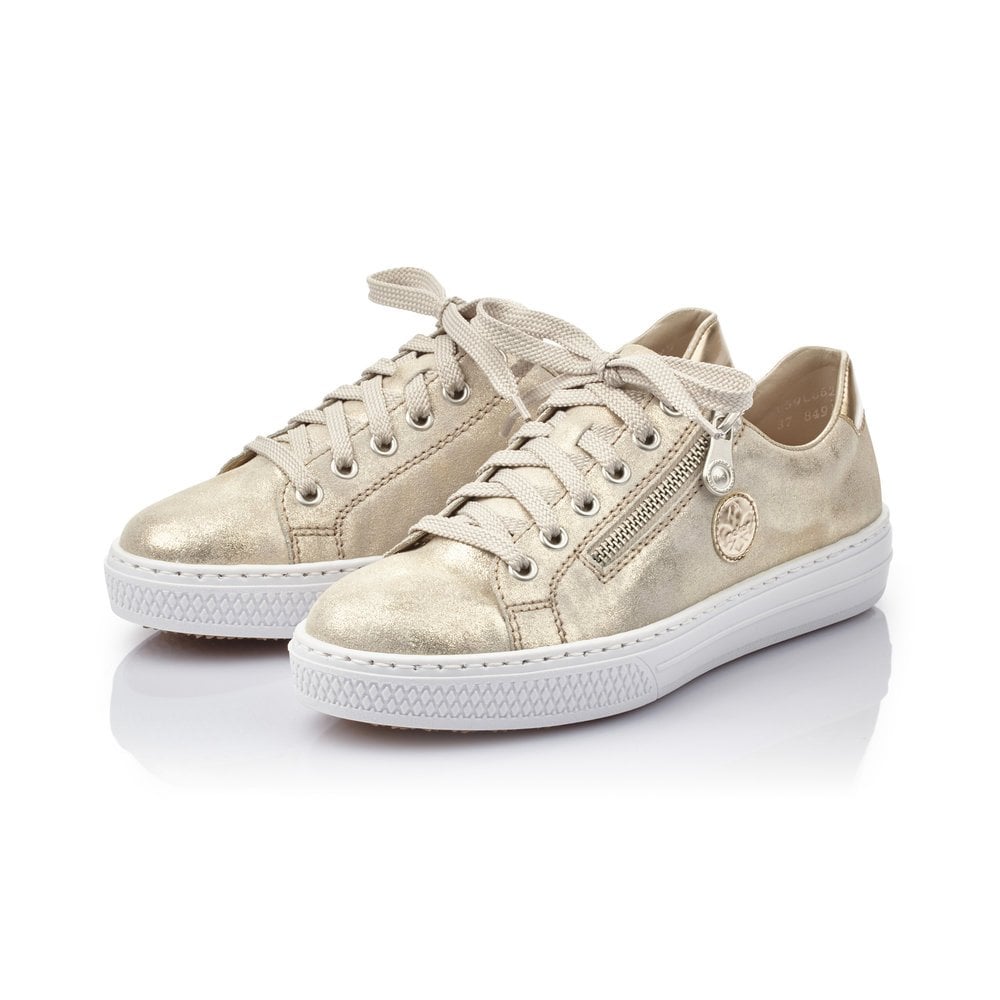 Rieker L59L8-62 NUDE Suede Traiber with Zip for Easy on and off.