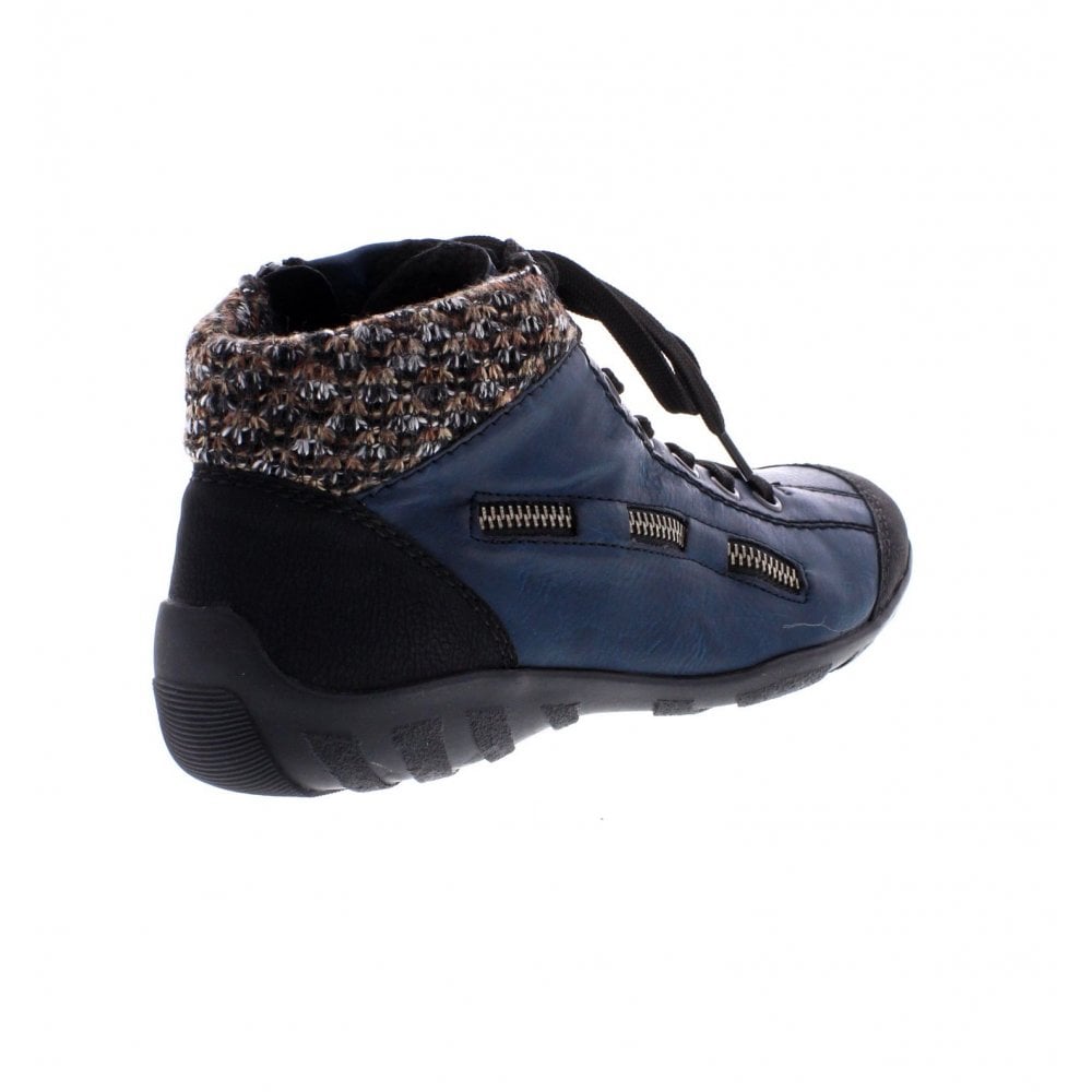 RIEKER L6543-00 LADIES BLUE COMBINATION ANKLE BOOTS