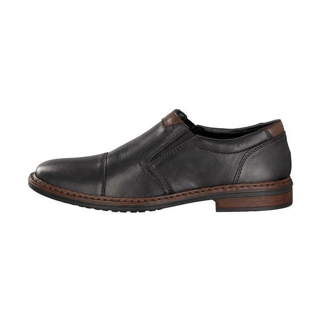 Rieker men slip-on shoe in black leather 17659-00