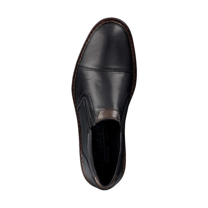 Rieker men slip-on shoe in black leather 17659-00
