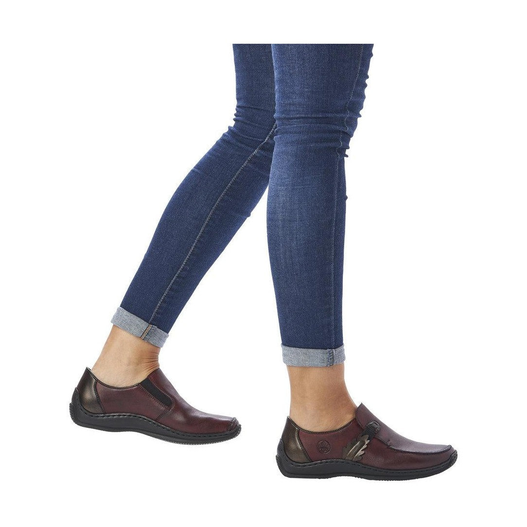 Rieker Lady's slip-on Leather shoe L1759-30 wine