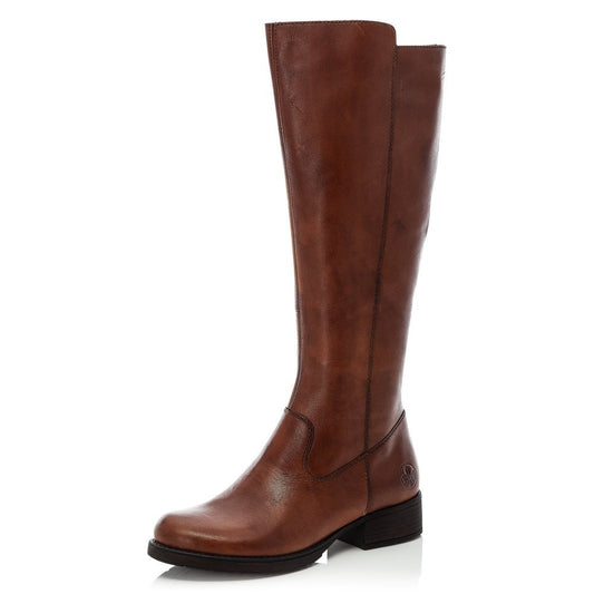RIEKER LONG Zip up Leather BOOTS BROWN Z9590-25