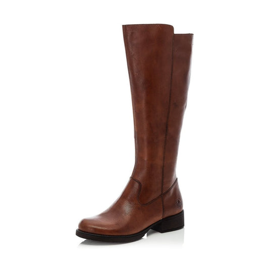 RIEKER LONG Zip up Leather BOOTS BROWN Z9590-25