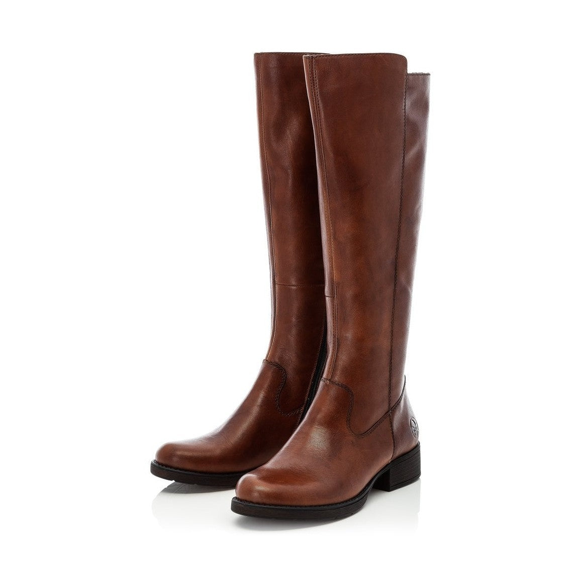 RIEKER LONG Zip up Leather BOOTS BROWN Z9590-25