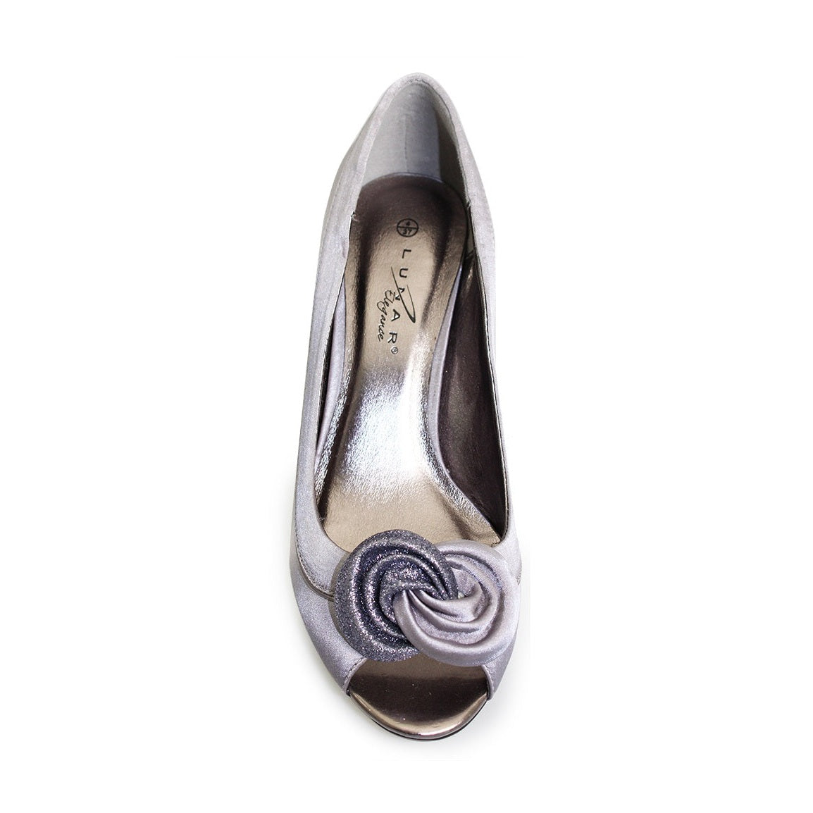 Lunar Ripley Occasion Shoe Grey Satin MATCHING BAG AVAILABLE