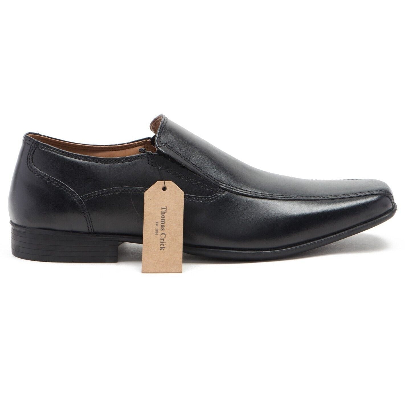 Thomas Crick Moray BLACK Leather Slip on Shoes