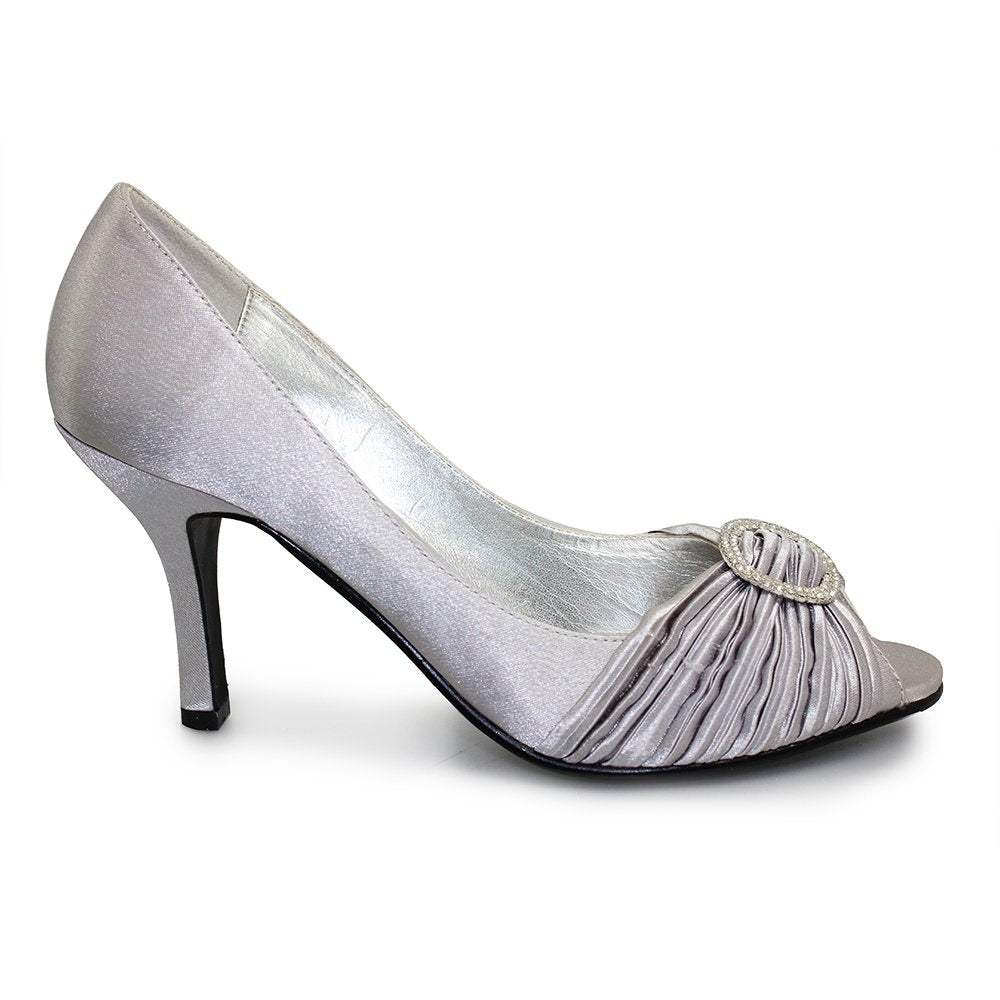 Lunar Sienna Occasion Shoe Light Grey Diamanté MATCHING BAG AVAILABLE