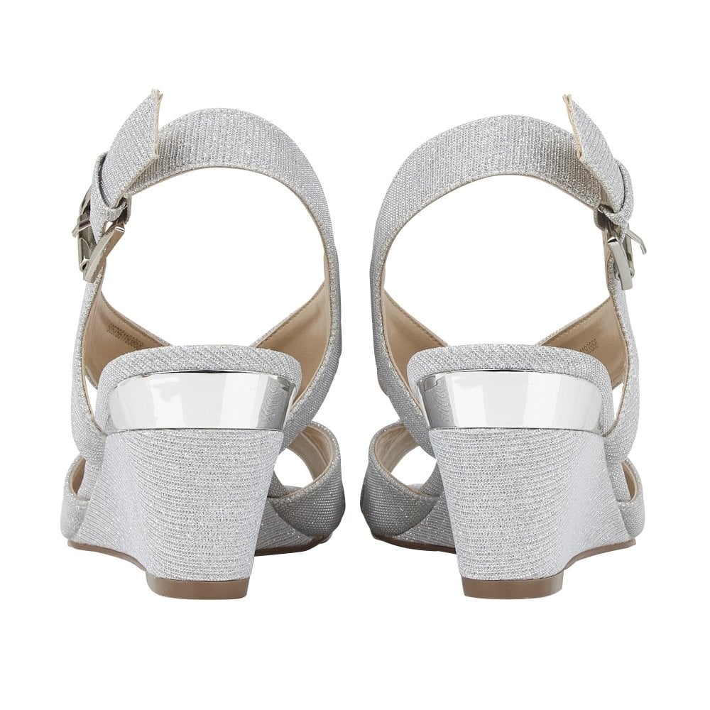 Lotus Adiva SILVER Shimmer Sling Back Shoe. A.G. Meek