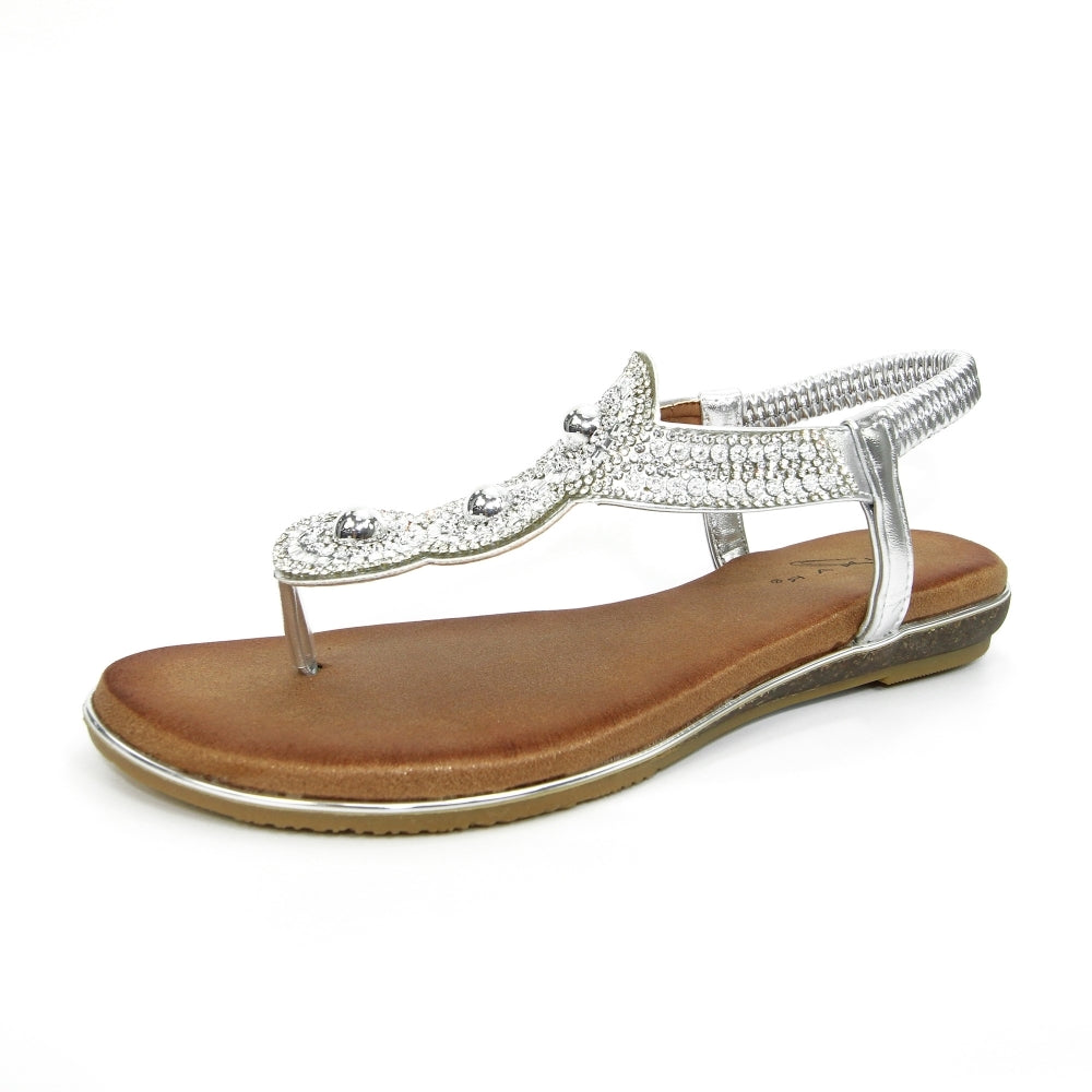 Lunar Silvia SILVER JLH203 Metalic Rhinestone Sandal