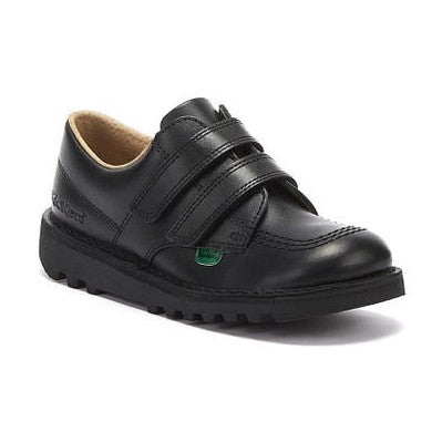 Kickers KICK LO VEL Black Leather Infants Touch Fastening Shoe