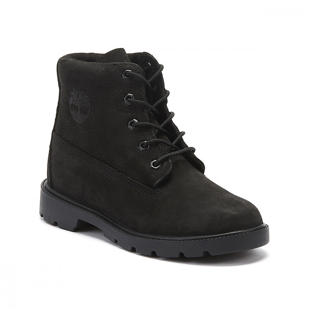 Timberland 6 inch boot youth black leather waterproof