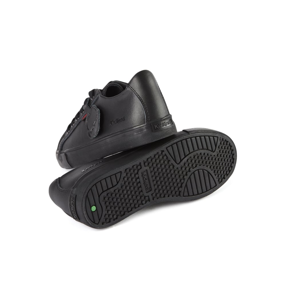 Kickers Tovni Lacer BLACK Leather School Shoe