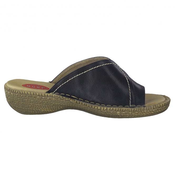 Jana Black Mule Sandal with Toe Loop BLACK 27111-28