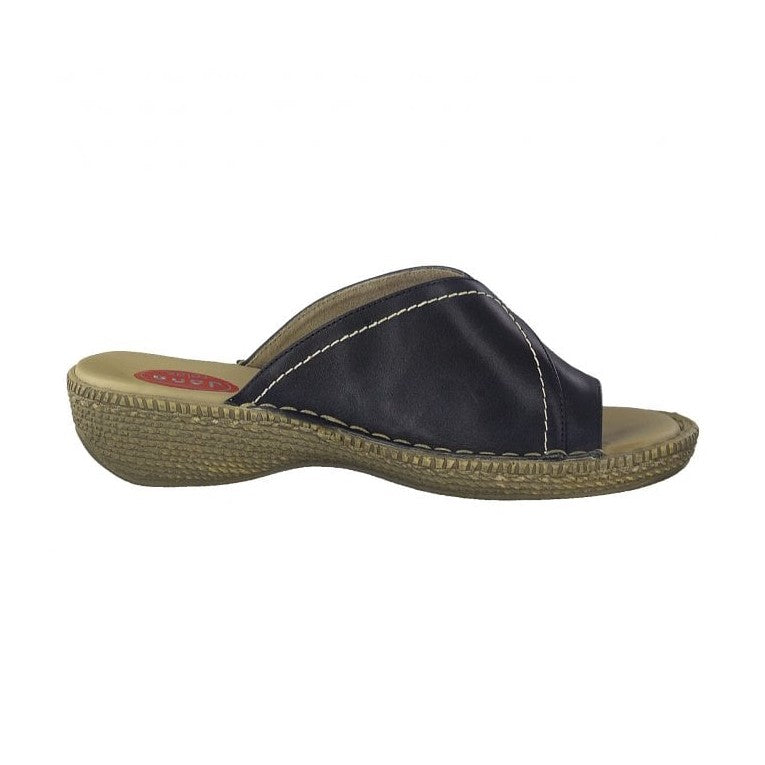 Jana Black Mule Sandal with Toe Loop BLACK 27111-28