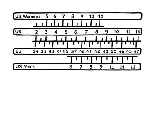 Shoe size comparison chart US EU and UK men's and women's