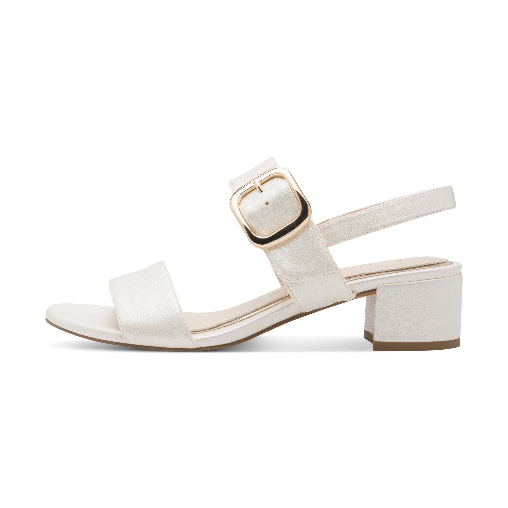 Marco Tozzi IVORY PEARLISED Low Block Heel Touch Fastening Dress Sandal 28212-46-929