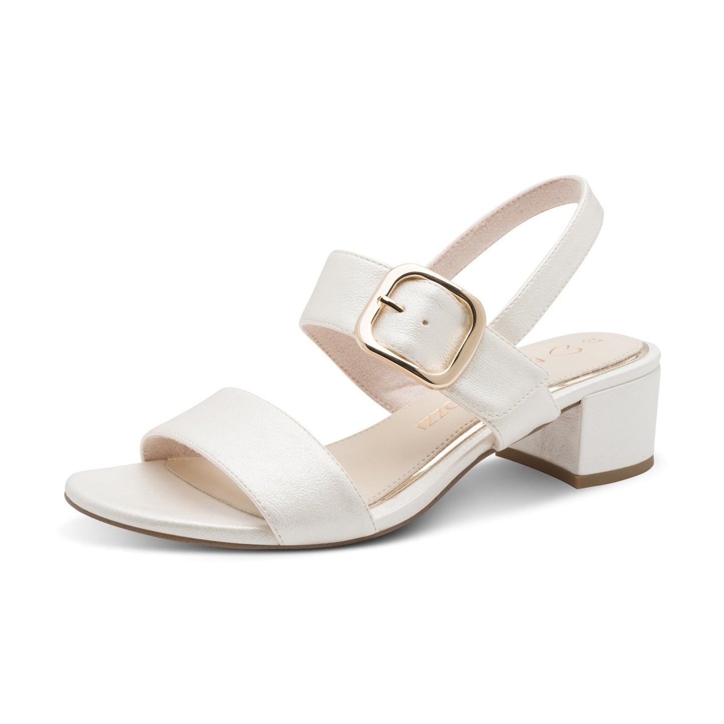 Marco Tozzi IVORY PEARLISED Low Block Heel Touch Fastening Dress Sandal 28212-46-929
