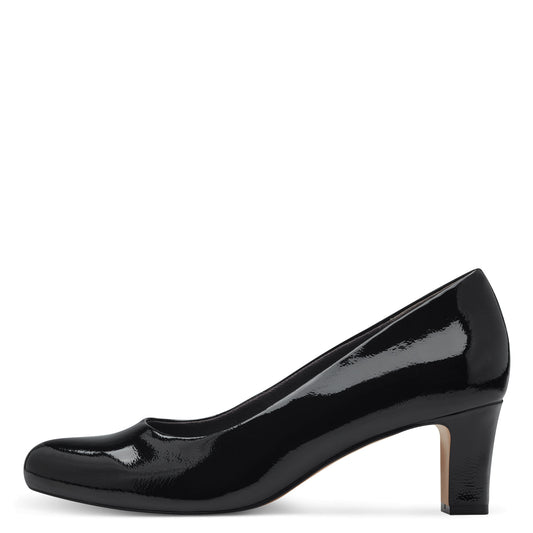 Jana 22472-41 BLACK  Patent Wide Fitting Court Shoe 22472-001